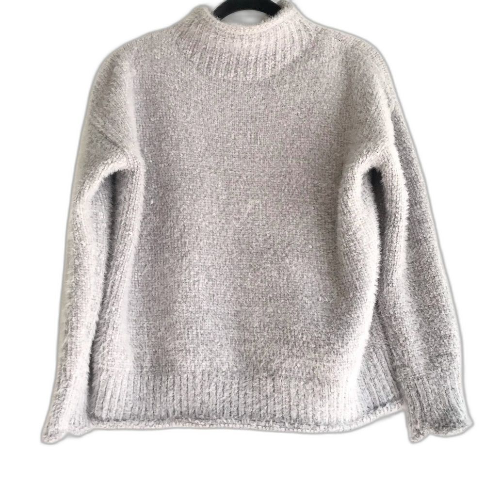 Rachel Zoe Light Grey Chenille Eyelash Turtleneck Sweater Size Medium